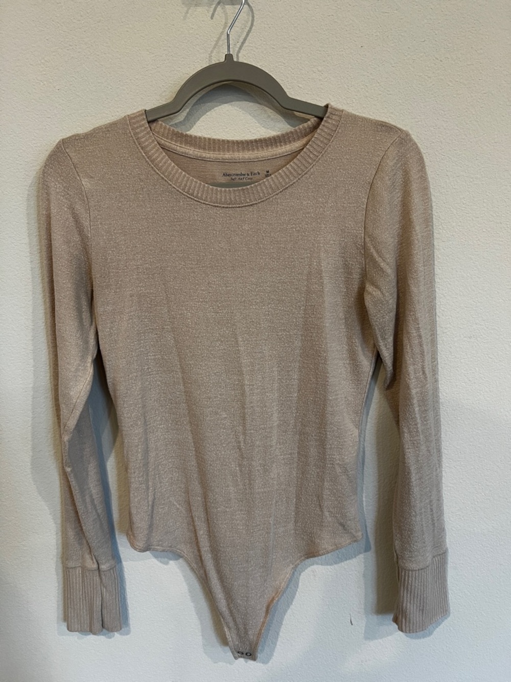 Abercrombie & Fitch Beige Long Sleeve Bodysuit